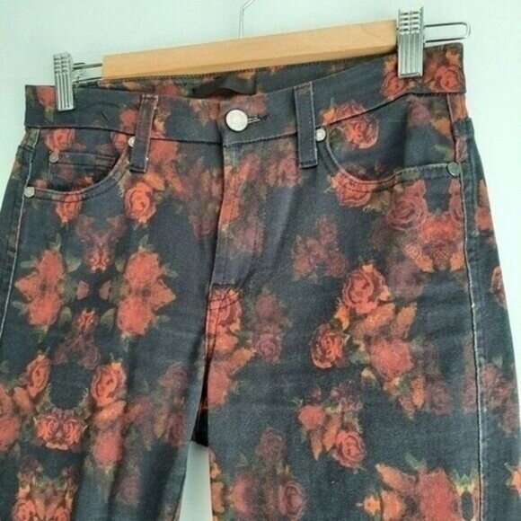 7 FOR ALL MANKIND Skinny Jeans Rogue Roses Print Sz 25 - Picture 3 of 14